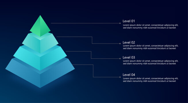 Four level 3d pyramid infographic template Database Architecture and Cloud Server Infographic Template