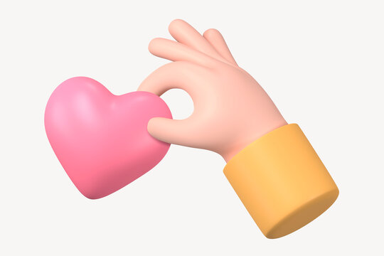 Hand holding heart, 3D charity graphic