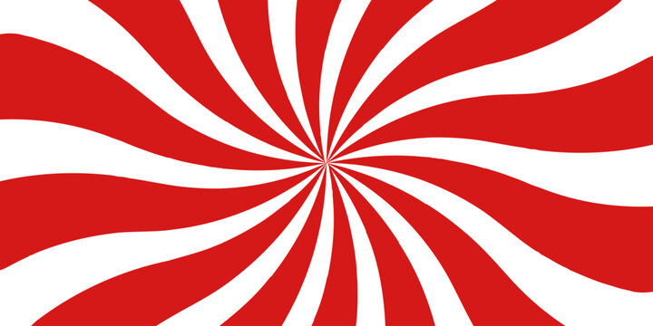 Red and white summer spiral ray pattern background. Vector illustration.