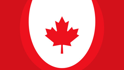 Obraz premium Abstract Canada Day vector graphic with a stylized red maple leaf on a white oval and red background