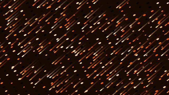 Abstract pattern of diagonal lines resembling rain in orange and white