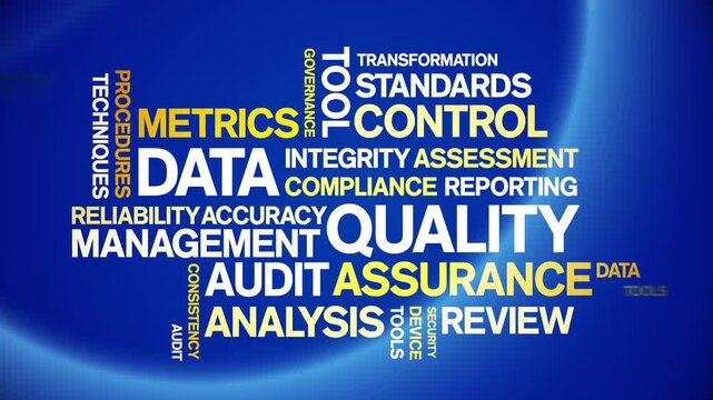 Data Quality animated word cloud-text design animation tag kinetic typography seamless loop.