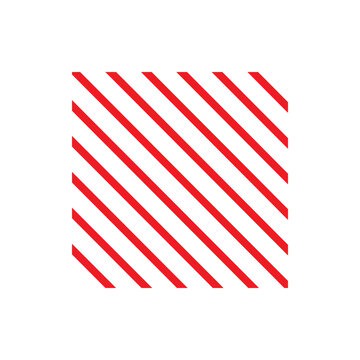 Red diagonal striped pattern forming a square shape, isolated on a white background, useful for backgrounds and warning textures