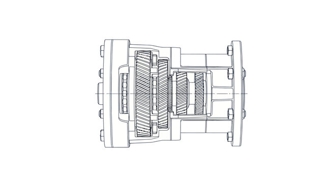 Mechanical Gearbox Transmission Technical Vector Illustration