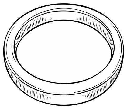 Simple circular ring shape isolated in a clean line art drawing style