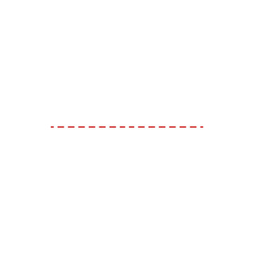 Horizontal dashed line in dark red color isolated on a white background, for document formatting, or separator
