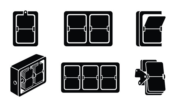 Flipboard Icons Set, Vintage Scoreboard Displays, Retro Information Boards, Mechanical Schedule Panels