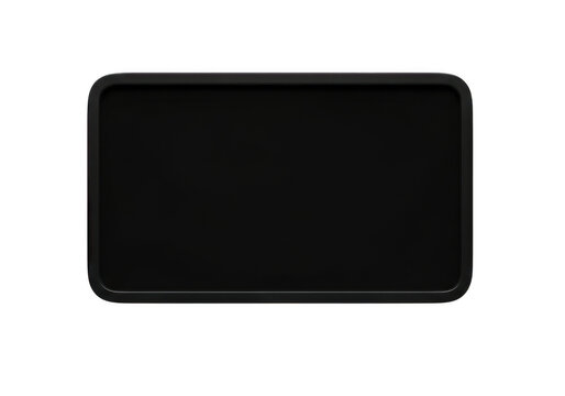 Modern rectangular black frame with rounded corners isolated on transparent background for web graphics