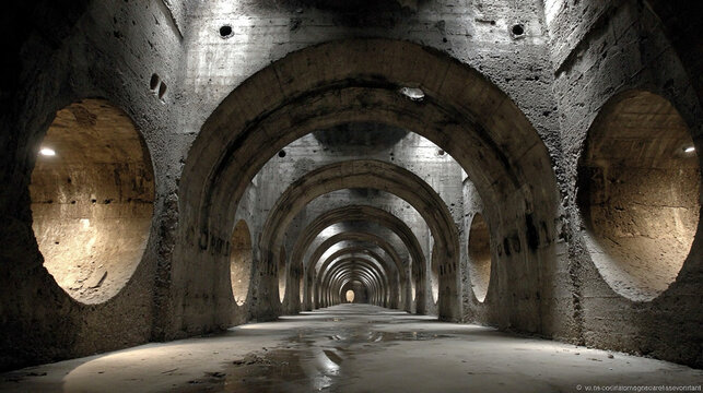Underground tunnels in ruined cities form secret networks for hidden societies, allowing movement, trade, and survival in a devastated post-apocalyptic world globally