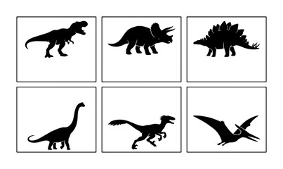 Dinosaur Silhouettes Collection: Prehistoric Reptiles, Jurassic Creatures, Mesozoic Era Icons, Vector Graphics for Education and Design © Tahmina