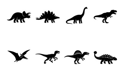 Dinosaur Silhouettes Collection: Prehistoric Icons, Ancient Reptiles, Jurassic Creatures, Vector Art Set © Tahmina