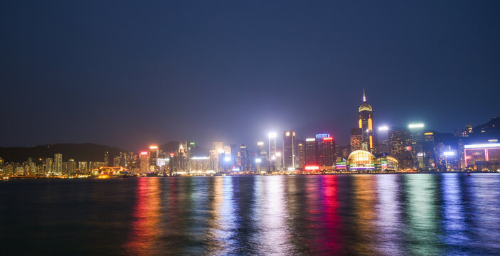 tourist attractions in the city park of hong kong, Asia business concept image, panoramic modern cityscape building in hong kong.
