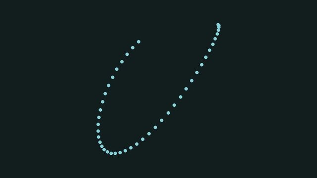 Gradient colored dots forming an incomplete oval shape on a dark background abstract digital art