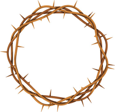 Crown of thorns vector illustration, easter christian religious symbol isolated on a white background