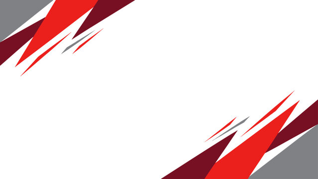 Abstract red geometric shapes and diagonal stripes on white background for graphic design.