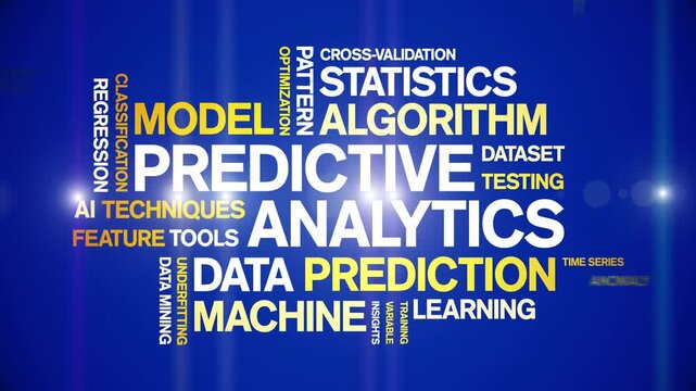 Predictive Analytics animated word cloud-text design animation tag kinetic typography seamless loop.