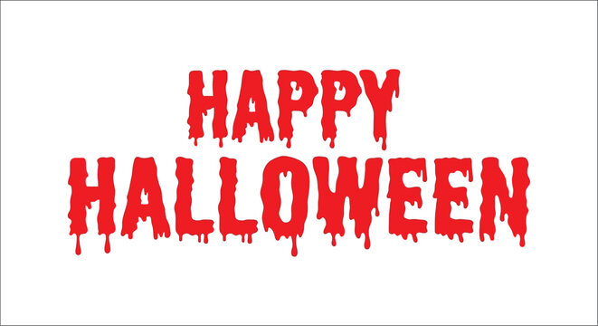 Bloody halloween lettering with dripping red font on white background