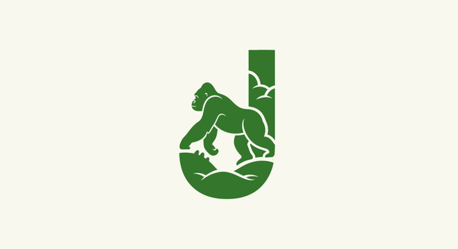 Green Gorilla Logo Design with Letter Integration.