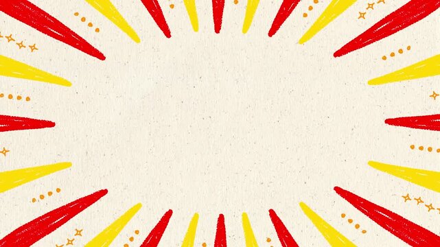Hand Drawn Radial Lines Paper Background - red and yellow