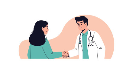 Fototapeta premium Doctor and Patient Shaking Hands, Symbolizing Trust and Partnership in Healthcare