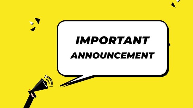 Animated important announcement speech bubbles with megaphones