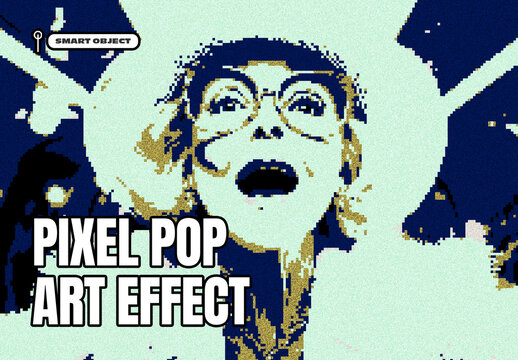 Retro Pixel Pop Art Photo Effect Template