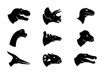 Dinosaur Silhouettes Collection, Prehistoric Animal Icons, Jurassic Era Vector Graphics, Ancient Reptile Set © Fatema
