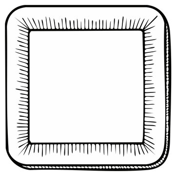 Hand Drawn Square Outline Frame with Textured Border and Rounded Corners