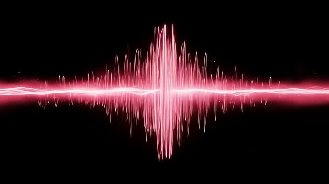 Glowing crimson waveform depicting intense energy fluctuation against dark background