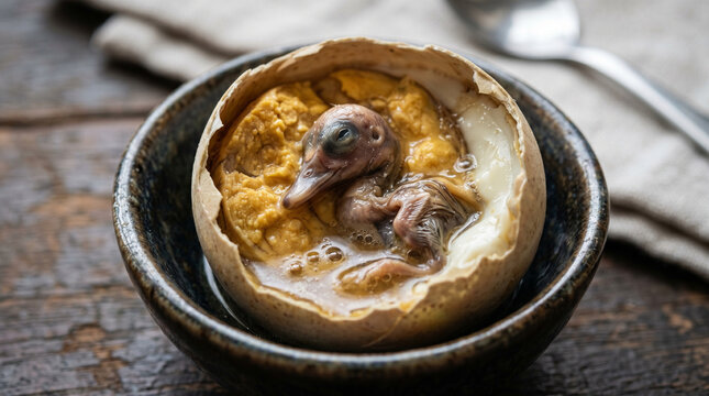 Balut, egg close up