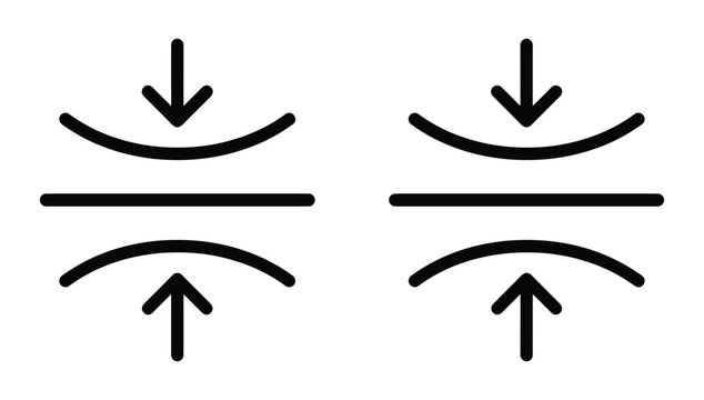 Compress or shrink content arrows icon set flat and line art style vector illustration.