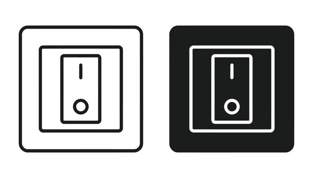 Light switch icon set flat and line art style vector illustration.