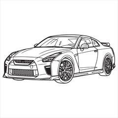 Obraz premium High Performance GT Sports Car Vector Line Art Illustration
