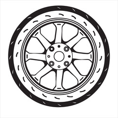 Obraz premium Multi Spoke Alloy Wheel Vector Technical Illustration