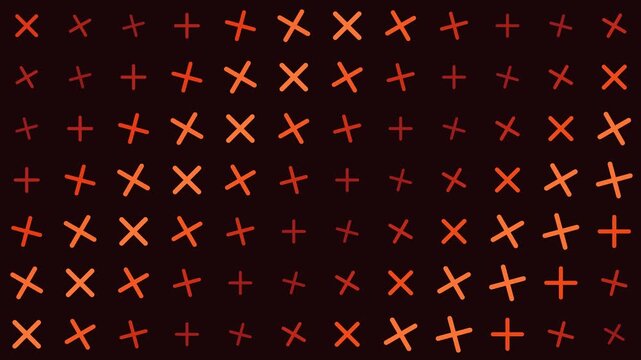 Abstract geometric motion animation background, with rotating orange, plus signs