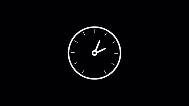 Time lapse of spinning clock animation in 12 Hour. Seamless motion animated footage, clock face animation video 4k.