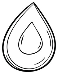 Fototapeta premium Minimalist water drop line art illustration. Black and white sketch of a liquid droplet or teardrop for ecology concepts.