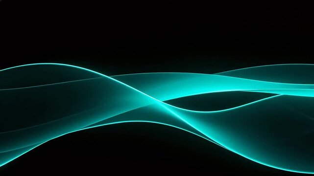 Abstract teal wave lines on black