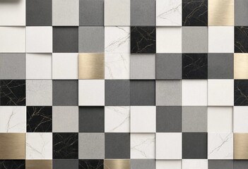 Fototapeta premium Modern abstract geometric metal background featuring 3D cube squares, seamless texture, gradient lighting, minimal design, futuristic style, and elegant business wallpaper concept illustration.
