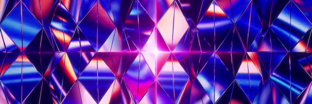 Neon Geometric Diamond Pattern VJ Loop and Abstract Synthwave Crystal Motion Background