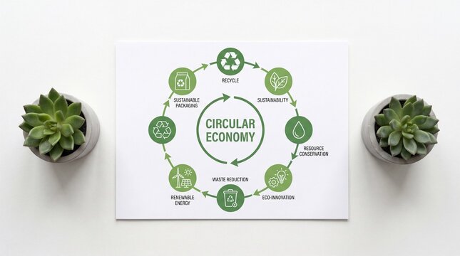 Circular economy concept diagram with icons