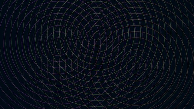 Abstract geometric wave motion animation background, with pulsing neon, circular patterns