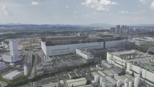 Aerial view of SK Hynix semiconductor factory complex in Cheongju, South Korea