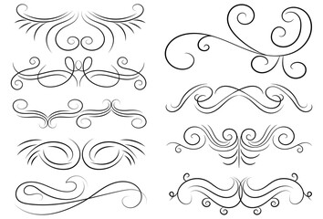 Fototapeta premium Elegant Ornamental Flourish Divider and swirl Collection Decorative Vector Elements