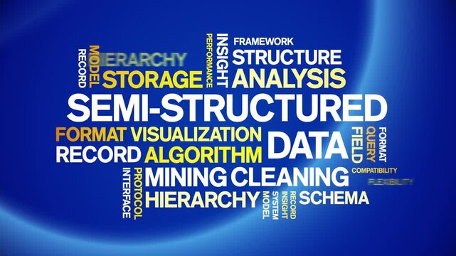 Semi-Structured data animated word cloud-text design animation tag kinetic typography seamless loop.