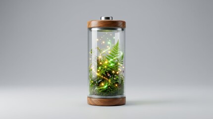 Obraz premium Ecofriendly battery concept with plants inside