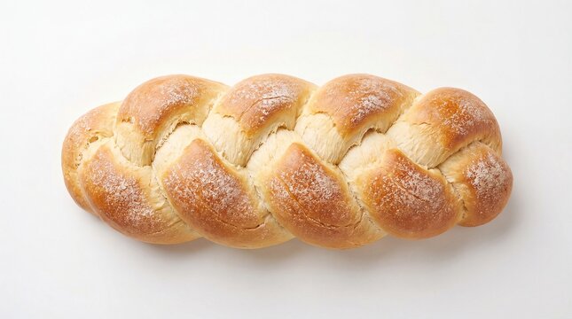 Fresh braided bread loaf isolated on white background