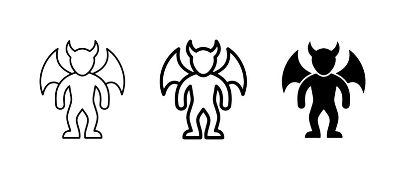 Devil Icon Set, Demon Character Vector Graphics, Evil Creature Symbols