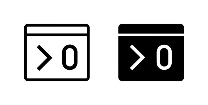 Terminal Window Icons, Command Line Interface Symbols, Code Prompt Graphics, Programming and Technology Vector Set