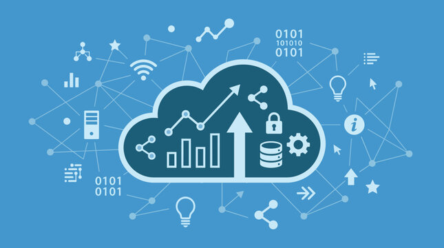 Cloud computing and global data network technology visualization concept